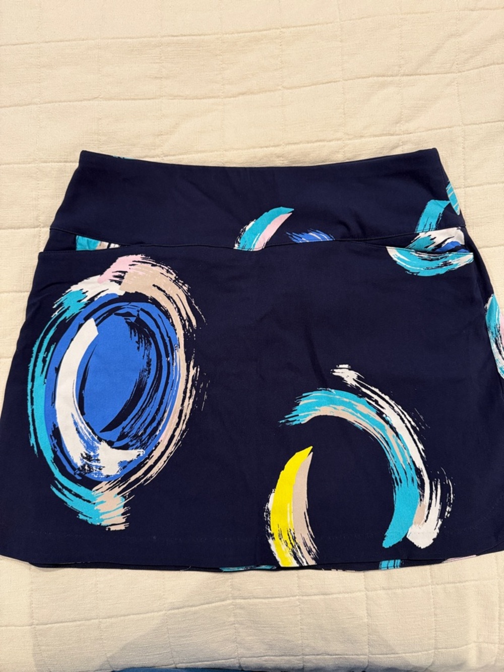 Navy Abstract Brushstroke Mini Skort by Lady Hagen